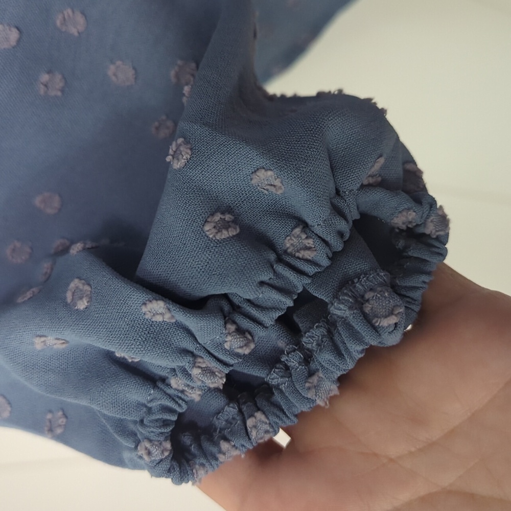 Blue Long-Sleeve Ruffle Blouse - Picture 6 of 6